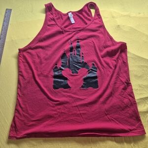 Bella+Canvas Bright Pink Men’s Graphic Tank with Black Castle Print